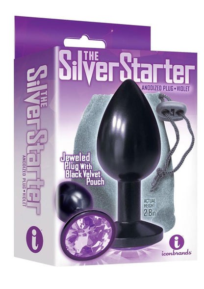 The 9's - The Silver Starter Bejeweled Annodized Stainless Steel Plug - Black/Purple/Violet