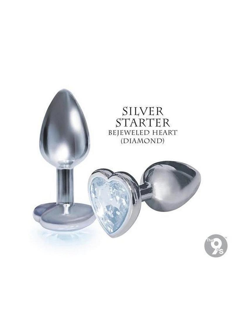 The 9's - The Silver Starter Bejeweled Heart Stainless Steel Plug - Clear/Diamond