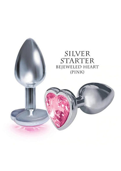 The 9's - The Silver Starter Bejeweled Heart Stainless Steel Plug - Pink