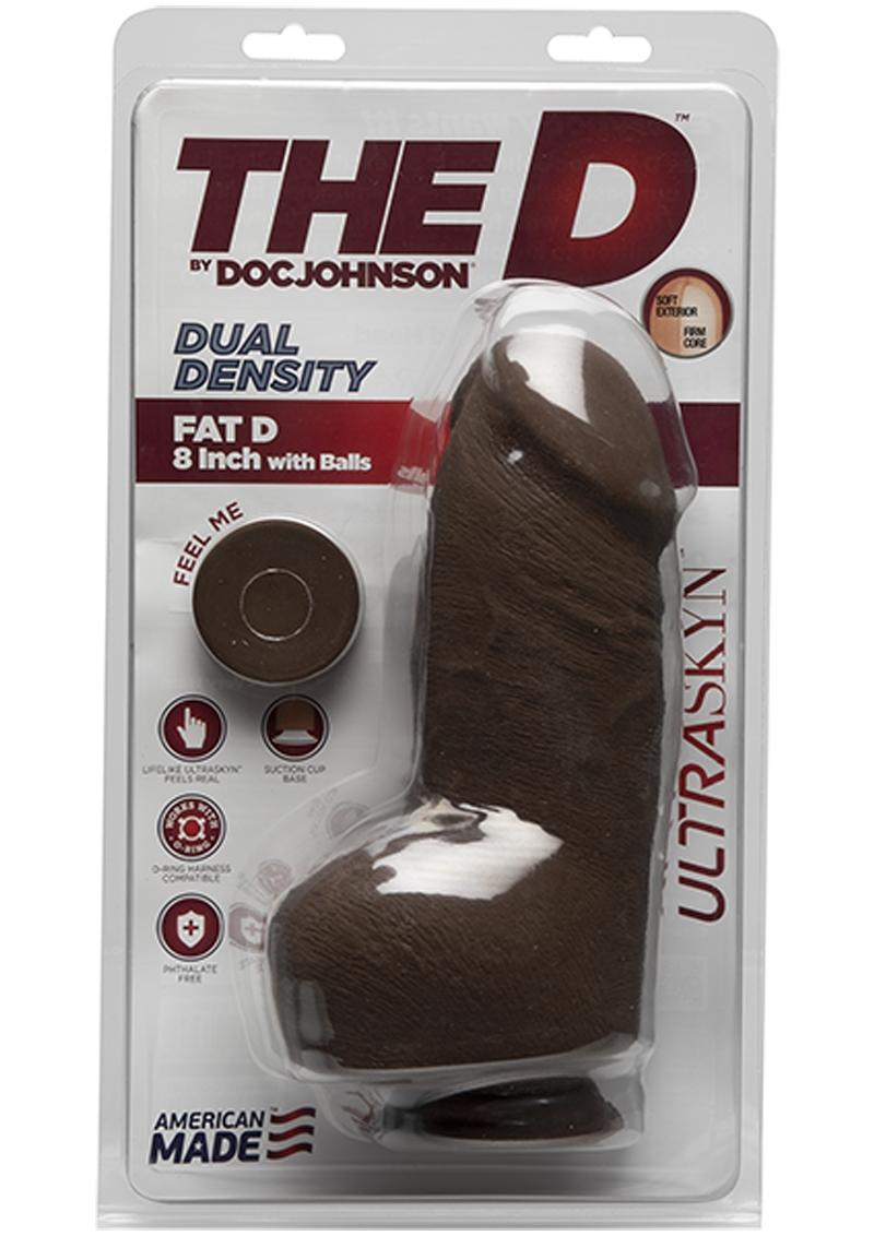 The D Fat D Ultraskyn Dildo with Balls - Chocolate - 8in