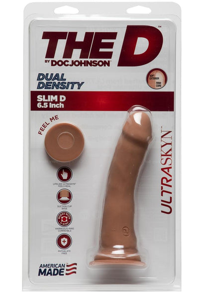 The D Slim D Ultraskyn Dildo - Brown/Caramel - 6in