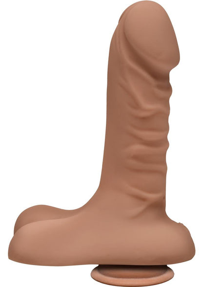 The D Super D Ultraskyn Dildo with Balls - Brown/Caramel - 6in