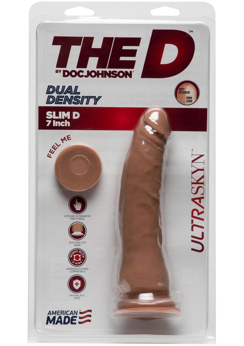 The D Thin D Ultraskyn Dildo 7in - Caramle - Brown