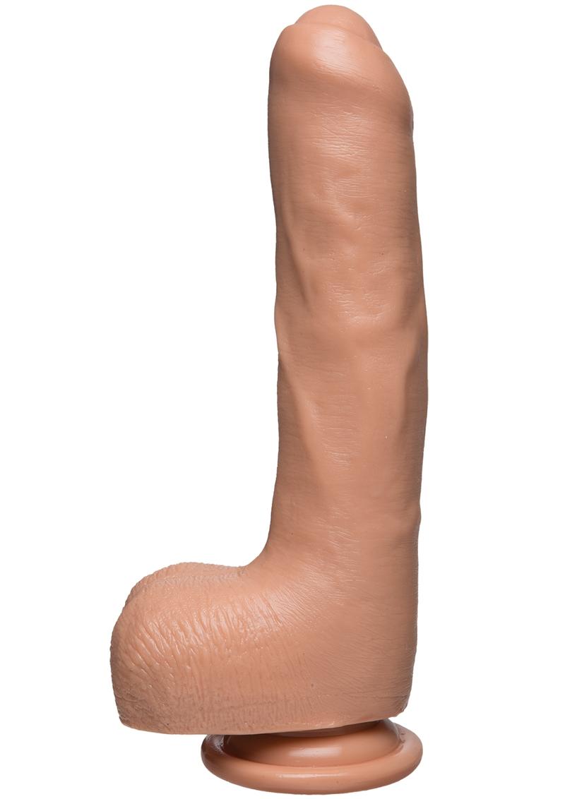 The D Uncut D Firmskyn Dildo with Balls - Flesh/Vanilla - 9in