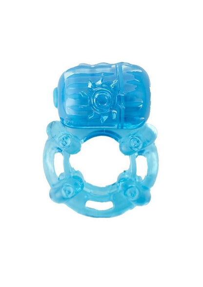 The Macho Erection Keeper Silicone Vibrating Cock Ring - Blue