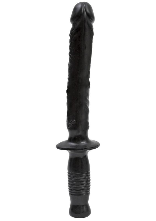 The Manhandler Dildo with Handle - Black - 10in