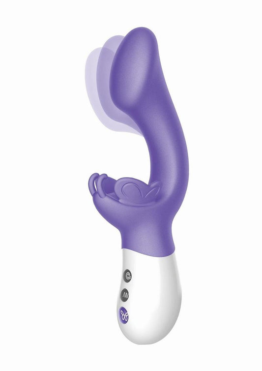 The Come Hither G-Kiss Butterfly Silicone Rechargeable Rabbit Vibrator - Purple