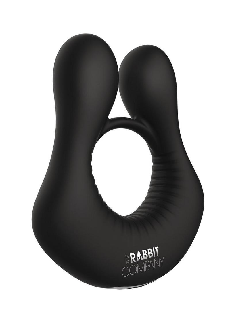 The Deluxe Rabbit Ring Rechargeable Silicone Couples Ring - Black