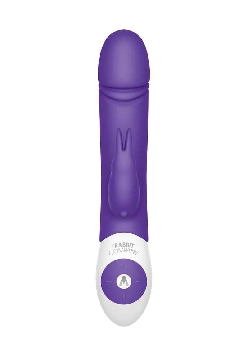 The Thrusting Rabbit Rechargeable Silicone Vibrator with Clitoral Stimulation - Purple