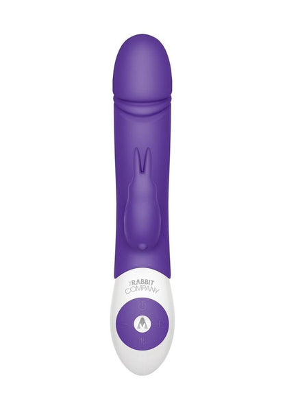 The Thrusting Rabbit Rechargeable Silicone Vibrator with Clitoral Stimulation - Purple