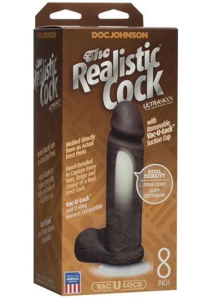 The Realistic Cock Ultraskyn Dildo - Black - 8in