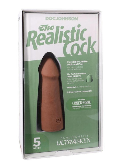 The Realistic Cock Ultraskyn Removable Vac-U-Lock Suction Cup - Caramel - 5in