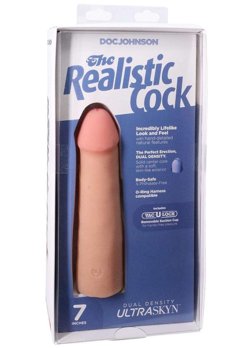 The Realistic Cock Ultraskyn Removable Vac-U-Lock Suction Cup - Vanilla - 7in