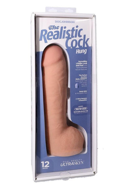 The Realistic Cock with Balls Ultraskyn Hung with Removable Vac-U-Lock Suction Cup - Vanilla - 12in