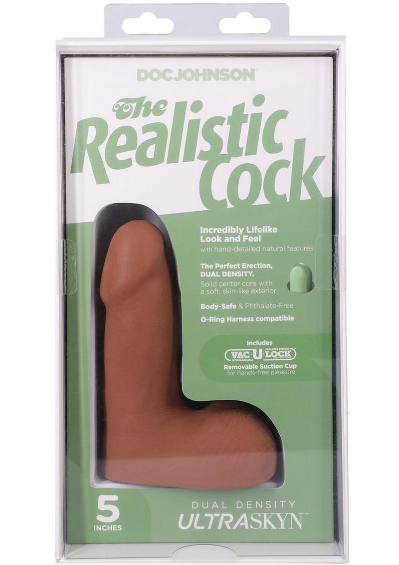 The Realistic Cock with Balls Ultraskyn Removable Vac-U-Lock Suction Cup - Caramel - 5in