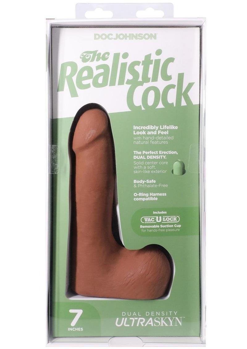 The Realistic Cock with Balls Ultraskyn Removable Vac-U-Lock Suction Cup - Caramel - 7in