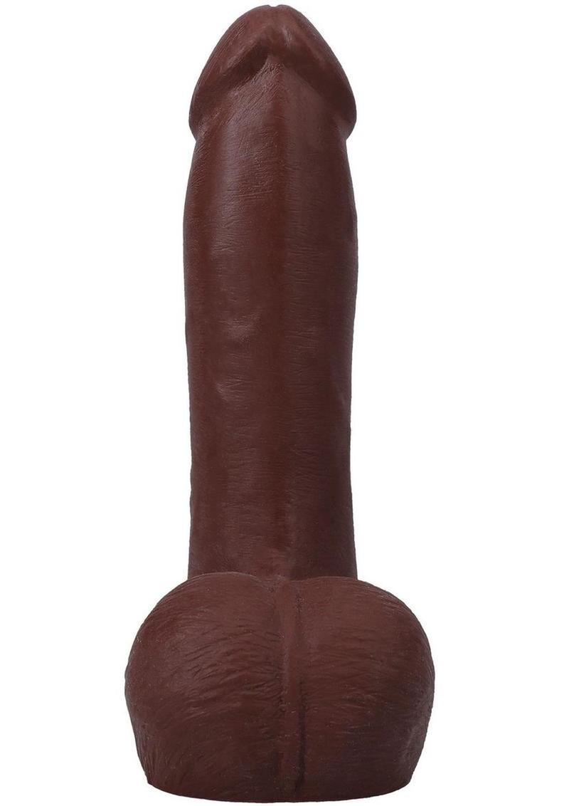 The Realistic Cock with Balls Ultraskyn Removable Vac-U-Lock Suction Cup - Chocolate - 7in