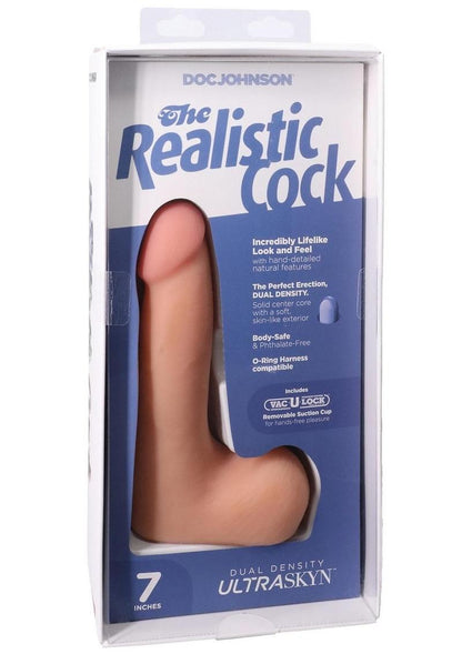 The Realistic Cock with Balls Ultraskyn Removable Vac-U-Lock Suction Cup - Vanilla - 7in