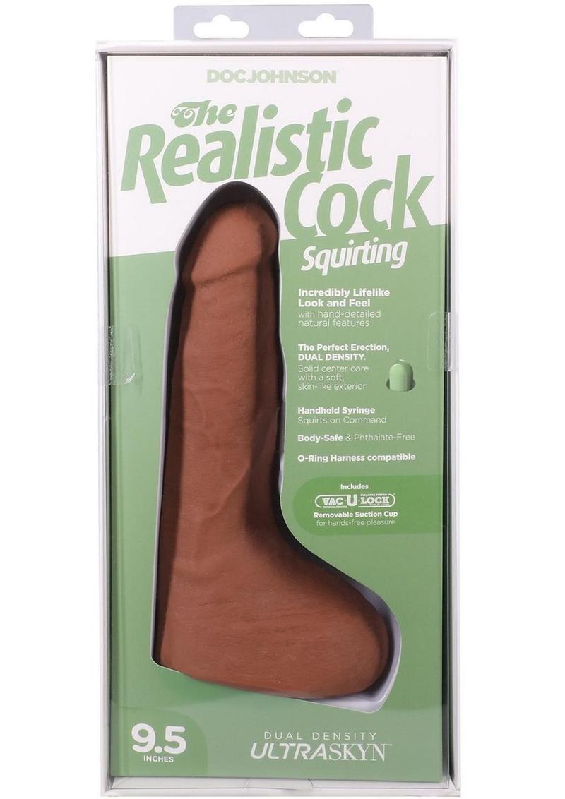 The Realistic Cock with Balls Ultraskyn Squirting with Removable Vac-U-Lock Suction Cup