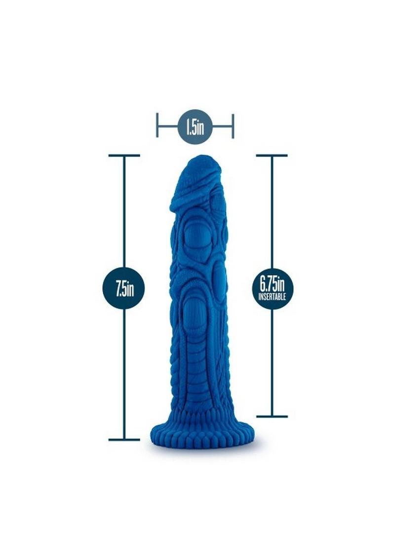 The Realm Draken Lock On Silicone Dildo - Blue - 7.75in