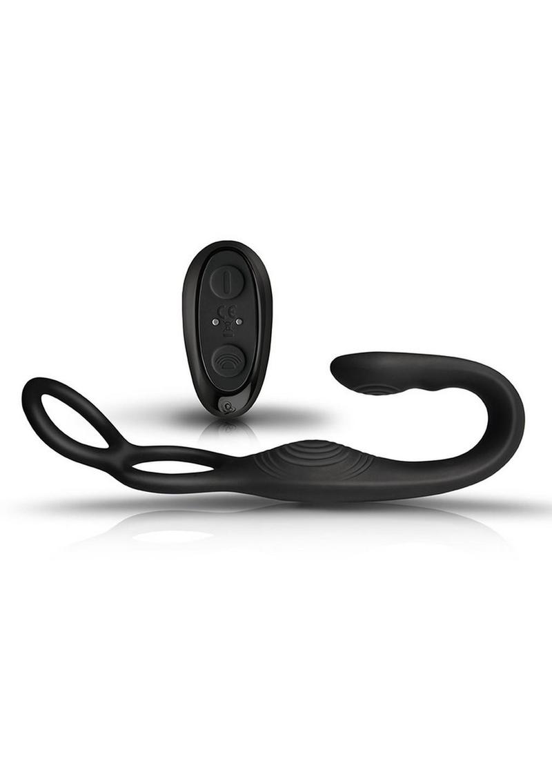 The-Vibe Silicone Rechargeable Anal Stimulator with Remote Control - Black/Silver