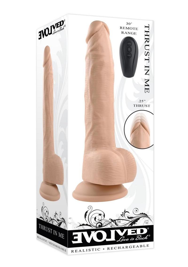 Thrust In Me Rechargeable Silicone Thrusting Vibrating Realistic Dong with Remote Control