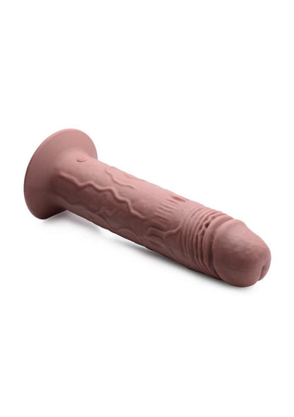 Thump It 7x Remote Control Vibrating and Thumping Silicone Rechargeable Dildo - Brown - 7.7in