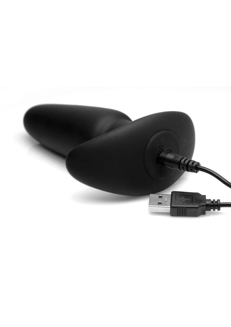 Thump-It Rechargeable Silicone Thumping Anal Plug with Remote Control - Black - Medium