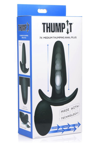 Thump-It Rechargeable Silicone Thumping Anal Plug with Remote Control