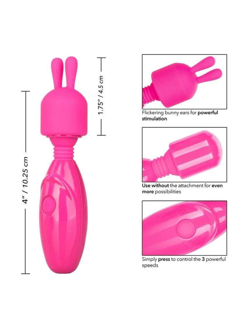 Tiny Teasers Bunny USB Rechargeable Mini Vibrator Silicone Rabbit Head Waterproof - Pink