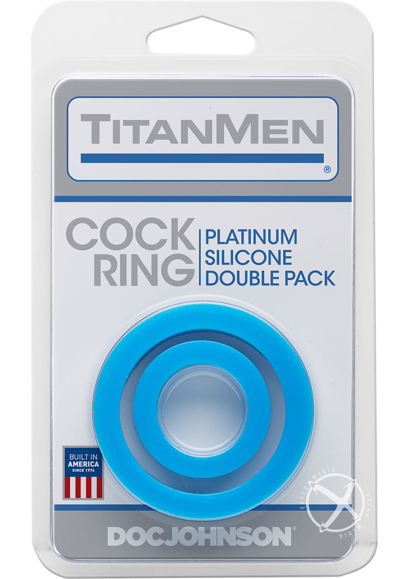 Titanmen Platimum Silicone Cock Rings - Blue - 2 Piece Kit