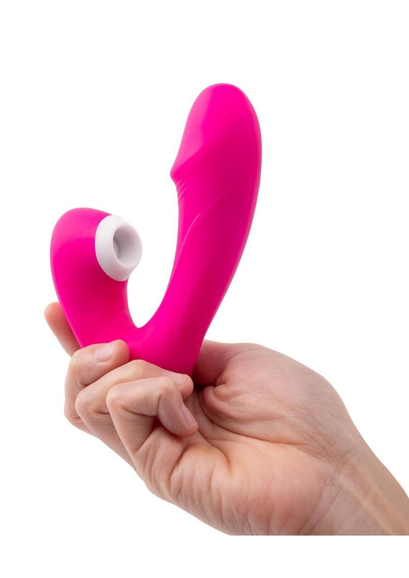 Together Toys Internal Kisses Silicone Rechargeable Dual Stimulation Vibrator with Remote Control - Pink