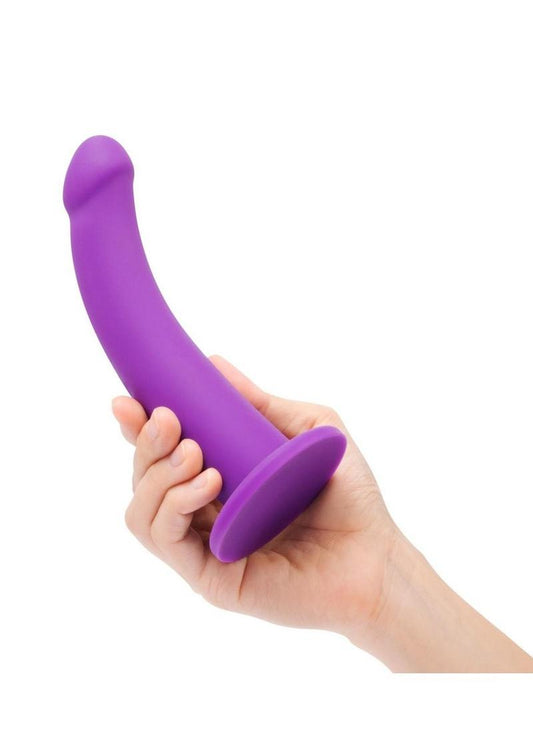 Together Toys Tilt Silicone 6.5in Dildo and Harness - Black/Purple - Set