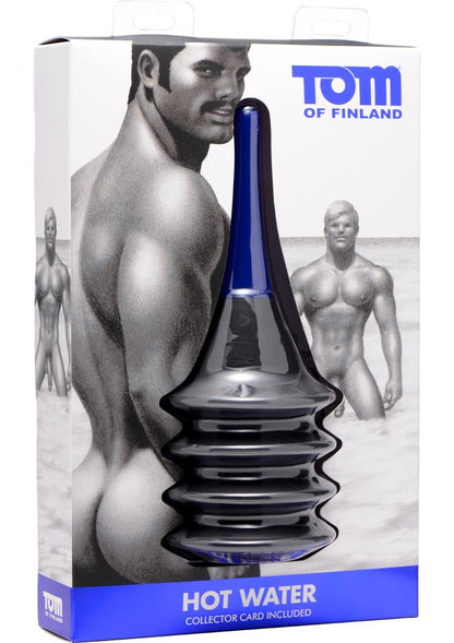 Tom Of Finland Hot Water Large Accordion Enema Bulb - Black/Blue