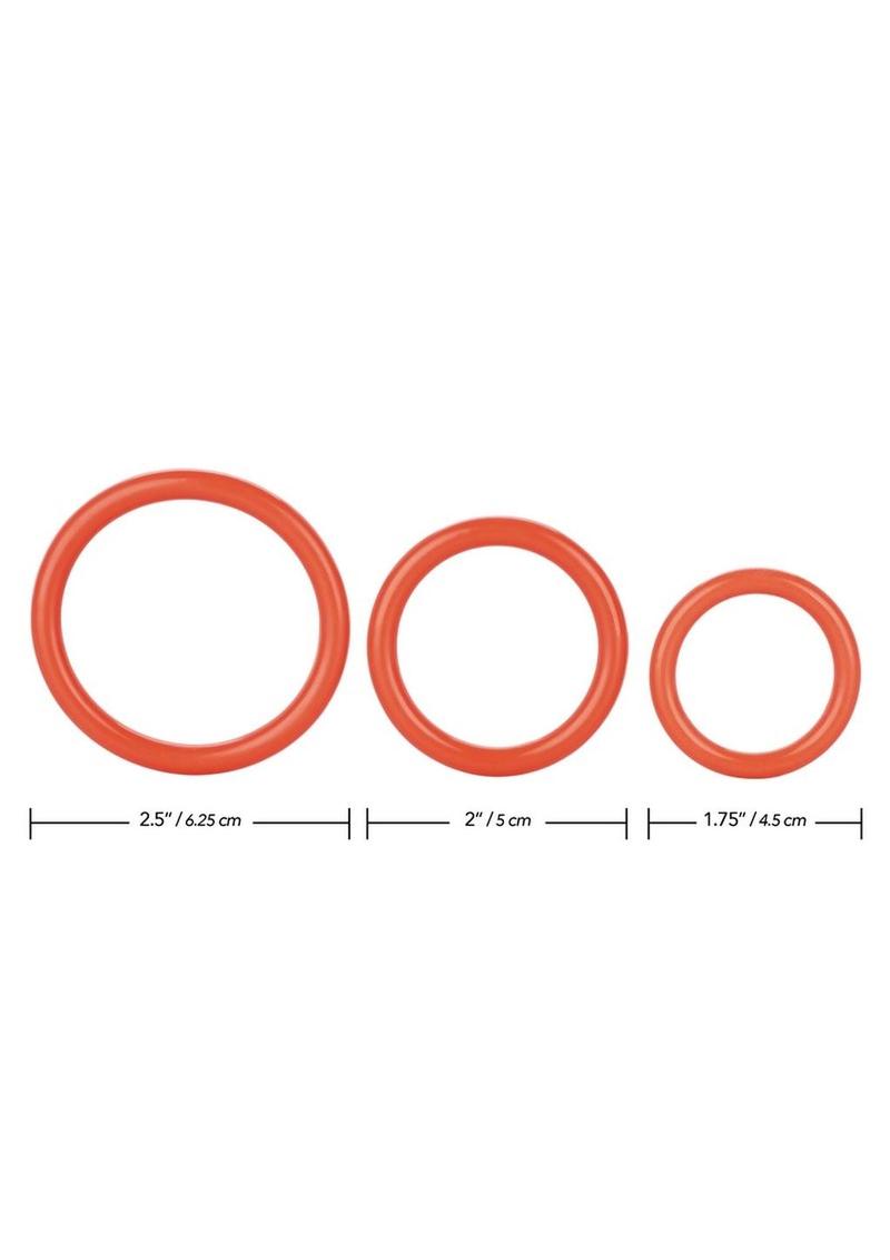 Tri Rings Cock Ring - Red - 3 Piece Set/Set