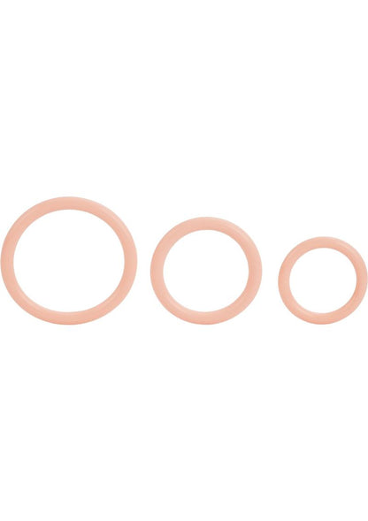 Tri Rings Cock Ring - Vanilla - 3 Piece Set/Set