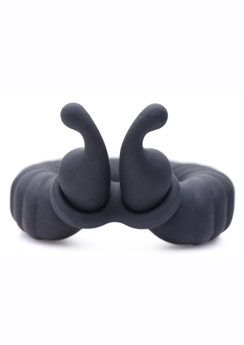 Trinity Men 10x Cock Cobra Dual Stimulating Rechargeable Silicone Cock Ring - Black