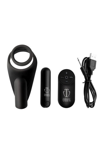 Trinity Men Silicone Rechargeable C-Ring with Vibrating Taint Stimulator and Remote Control