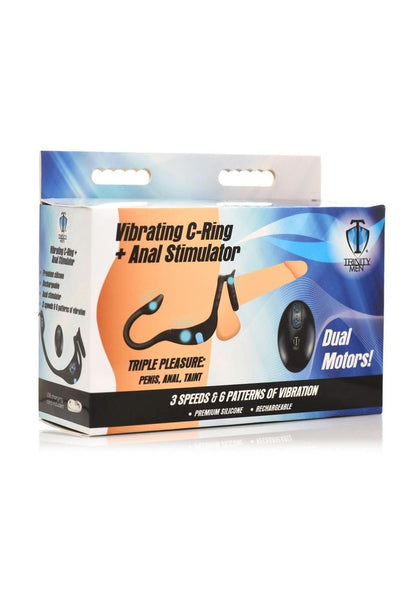 Trinity Men Vibrating Rechargeable Silicone Cock Ring and Anal Stimulator