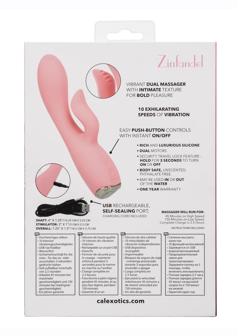 Uncorked Zinfandel Rechargeable Silicone Rabbit Vibrator - Pink