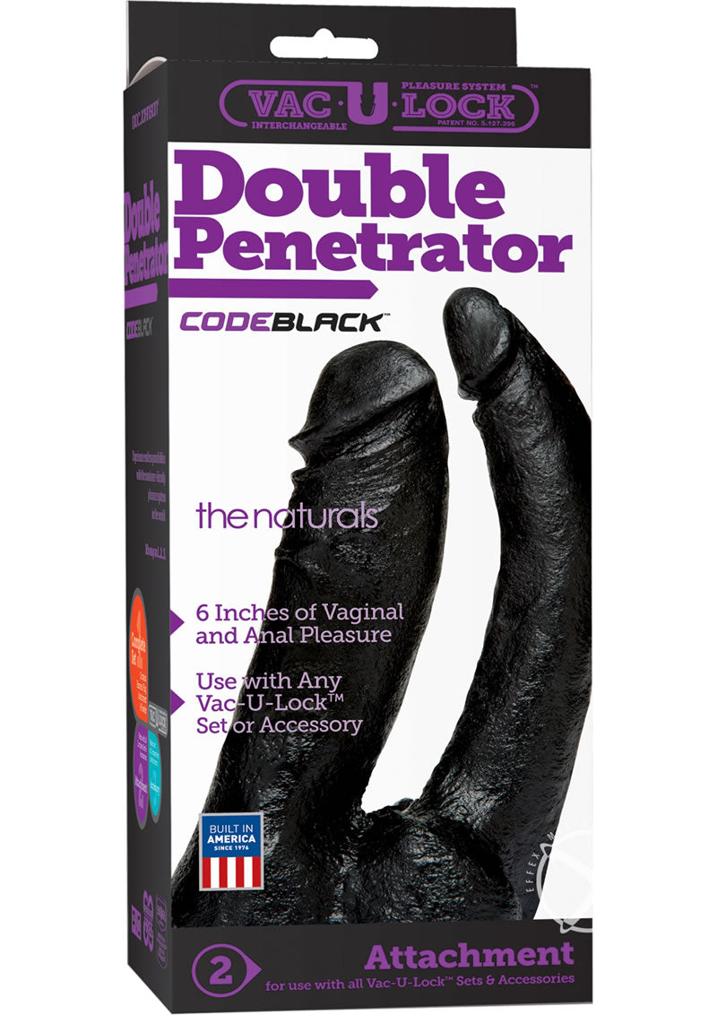 Vac-U-Lock Codeblack Double Penetrator Dildo - Black