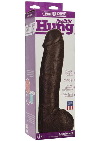 Vac-U-Lock Realistic Hung Dildo - Black - 12in