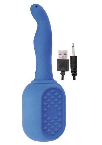 Vibrating Douche Rechargeable Silicone Anal Douche - Blue