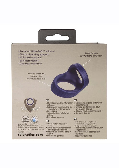 Viceroy Max Dual Ring Silicone Cock Ring - Blue