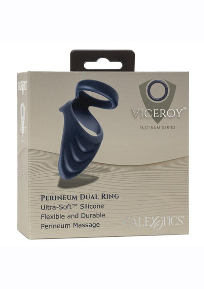 Viceroy Perineum Dual Ring Silicone Cock Ring - Blue