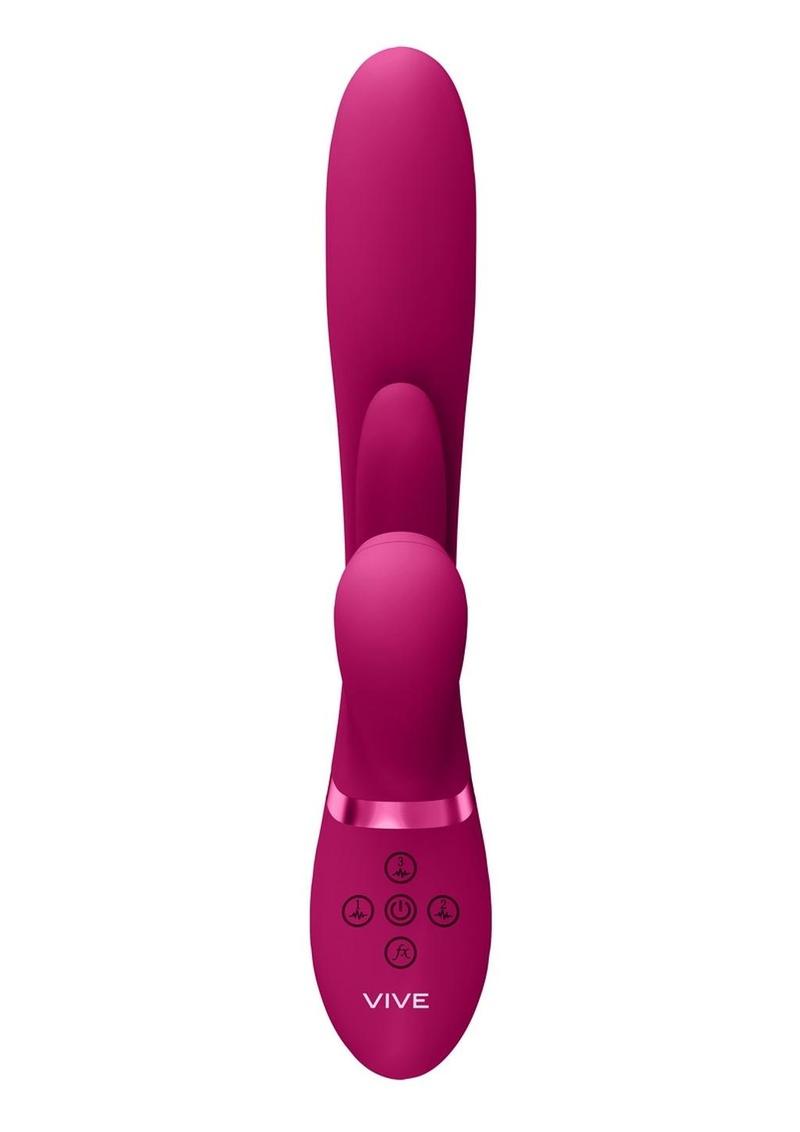 Vive Ena Rechargeable Silicone Triple Motor Thrusting G-Spot with Flapper and Air Wave Clit Stimulation Vibrator