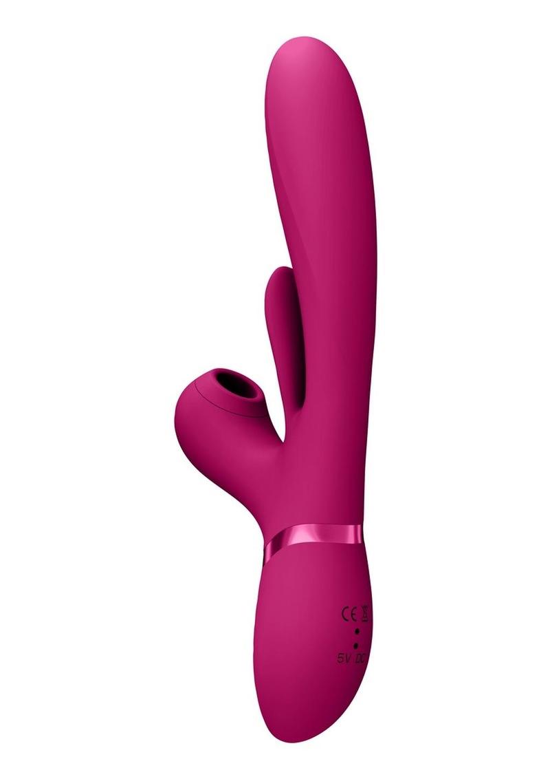 Vive Ena Rechargeable Silicone Triple Motor Thrusting G-Spot with Flapper and Air Wave Clit Stimulation Vibrator