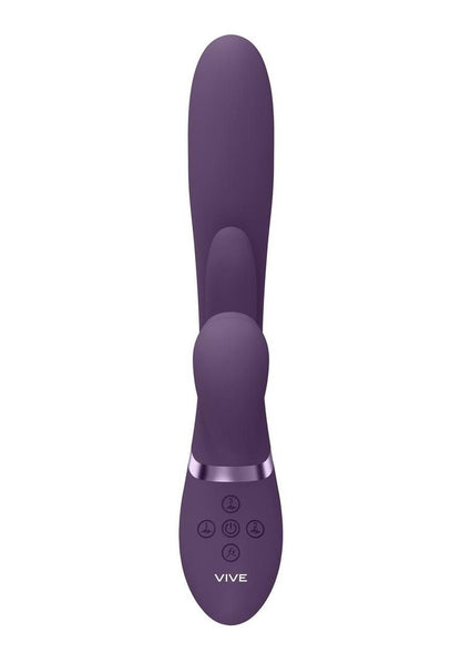 Vive Ena Rechargeable Silicone Triple Motor Thrusting G-Spot with Flapper and Air Wave Clit Stimulation Vibrator - Purple