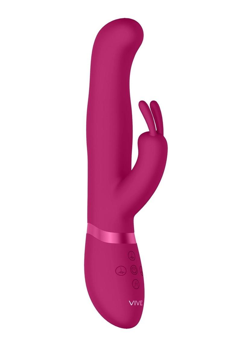 Vive Izara Triple Action Rechargeable Silicone Rotating Beaded G-Spot Rabbit Vibrator - Pink