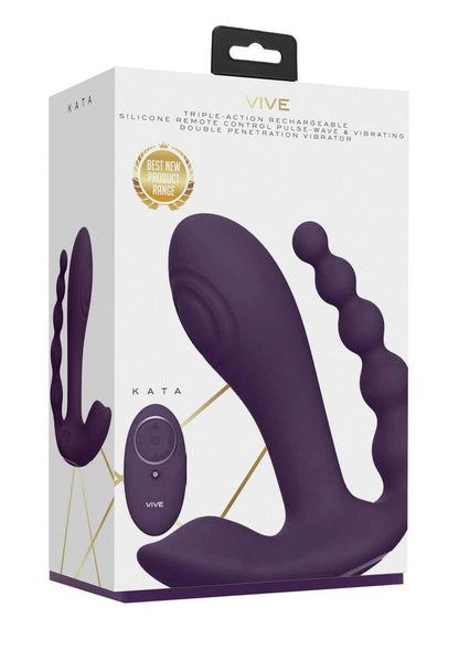 Vive Kata Rechargeable Silicone Pulse Wave and Vibrating Double Penetration Vibrator